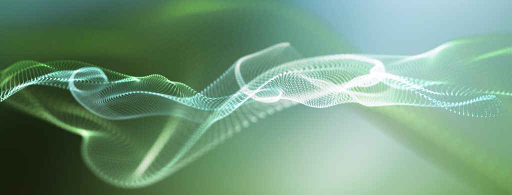 3d abstract science background with flowing particles 2560x975